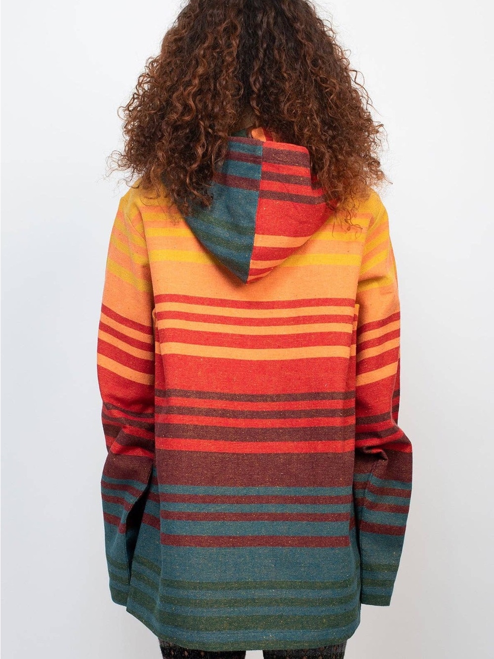 EARTHBOUND Multicolor Striped Hooded Cardigan - Yellow, Red, Teal, Green